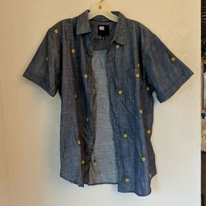 RSQ Collective Unisex Button Up Pineapple Top Size Med Lightweight Festival Prep